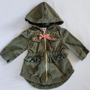 Little Lass Girls Utility style hooded zip Jacket 7/8